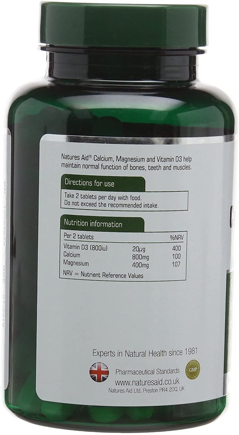 Natures Aid Calcium Magnesium & Vitamin D3, Supports Bones Teeth Muscle Function & Immunity Supplement - Image 3