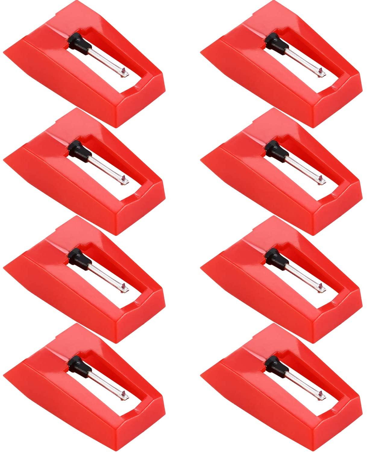 8 Pieces Record Player Needle Turntable Diamond Replacement Stylus Needles for Vinyl Record Player, red