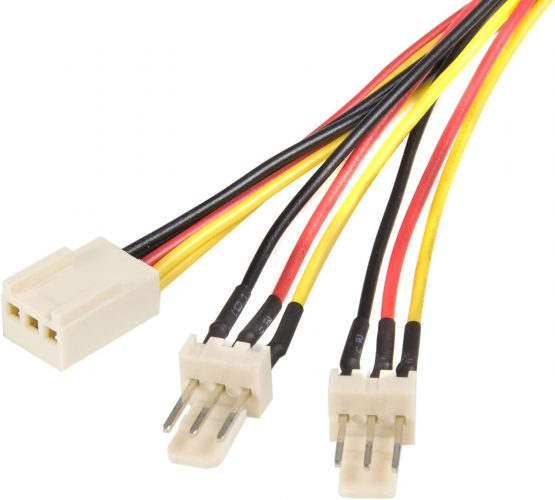 StarTech TX3 Fan Power Splitter Cable - Fan power splitter - 3 pin internal power (F) to 3 pin internal power (M) - 1 ft - TX3SPLIT12