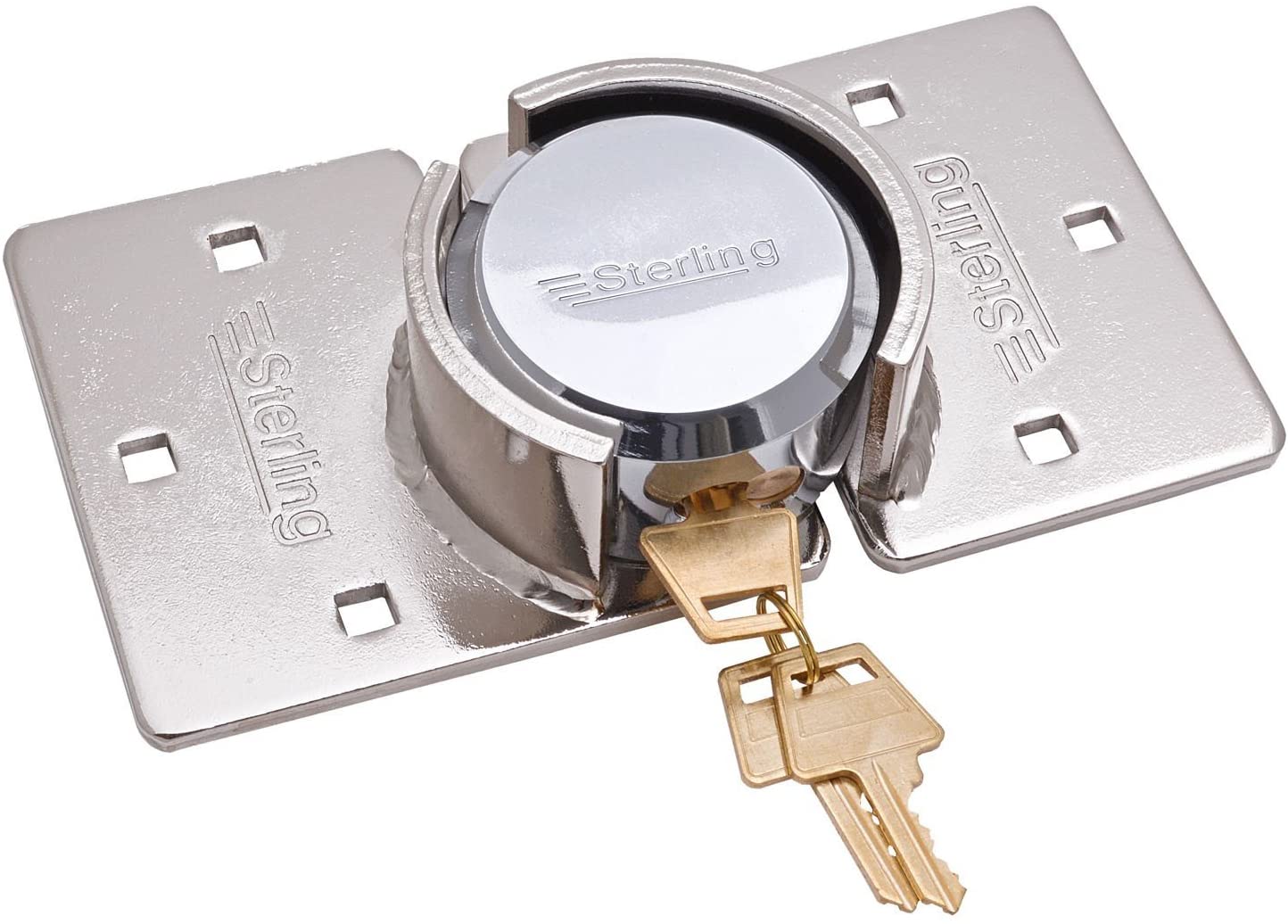 Sterling PHS104E Heavy Duty Van Lock 73 mm Round Shackleless, Silver, Shackleless Padlock and Heavy Security Hasp