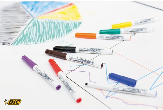 BIC Velleda 1741 Whiteboard Pens - Assorted Colours, Pouch of 8 - Image 3
