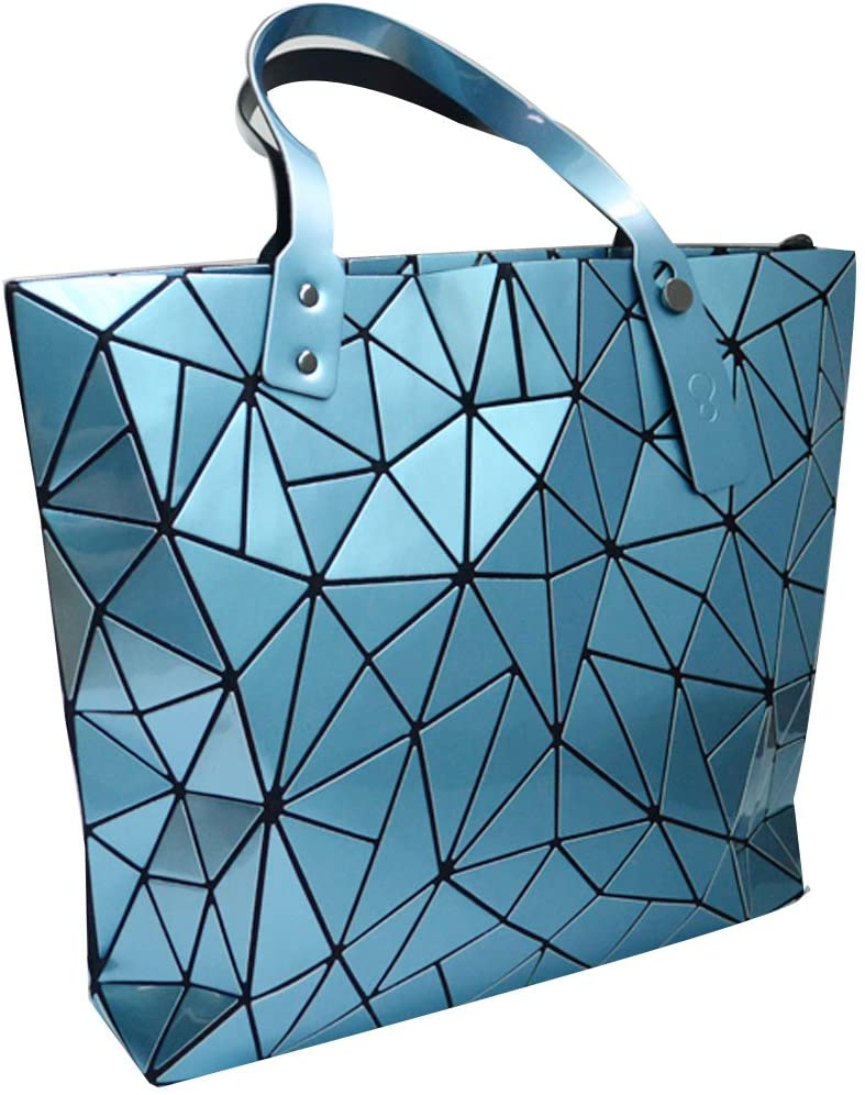 LA HAUTE Women Fashion PU Tote Bags Rhombus Pattern Shoulder Bags Top Handle Bags,Blue - Image 3