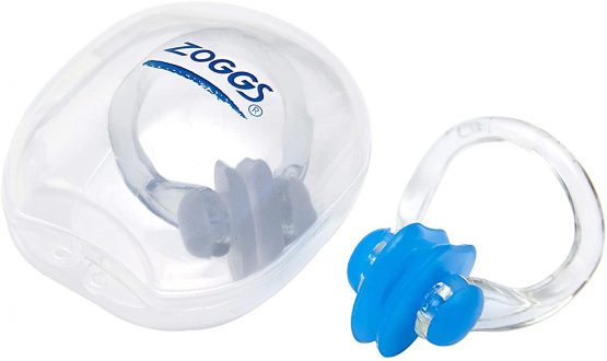Zoggs Silicone Swimming Nose Clip with Case, Blue/Clear, Nose Clip Swimming Adult - Image 2