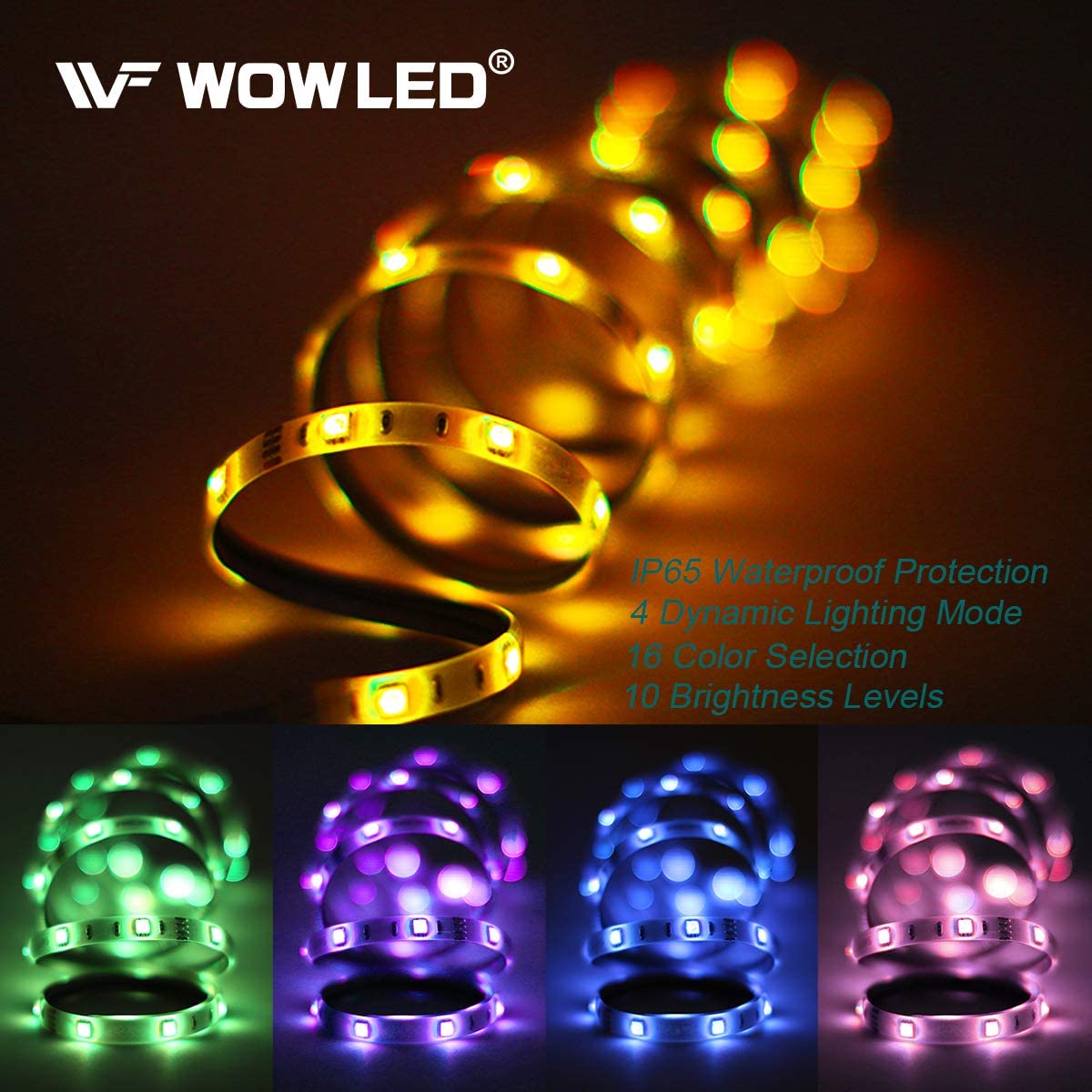 WOWLED RGB LED TV Backlight 2M 60LEDs USB Powered Multi Color SMD 5050 Lights Strip Kit with 24 Key Remote Control for Flat Screen TV PC Monitor - Image 2