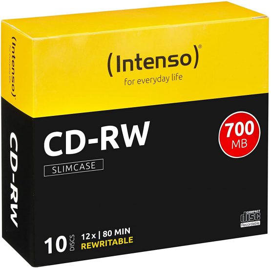 Intenso CD-R 80-Minute 700 Mb 12X Speed Re-Writable CD Media Slim Jewel Case (Pack of 10)