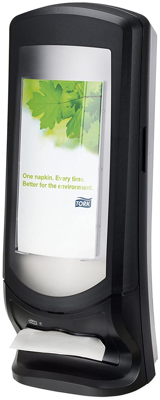 Tork 272211 Xpressnap Wall / Stand Napkin Dispenser N4 / Paper Dispenser Suitable for N4 Interfold Napkin Refills / Signature Design / Black