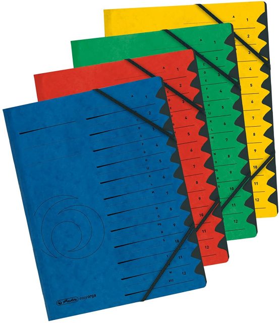 Herlitz Colorspan Part File Manilla Elasticated with Index Tabs 12-Part A4 Green Ref 10843332 - Image 4