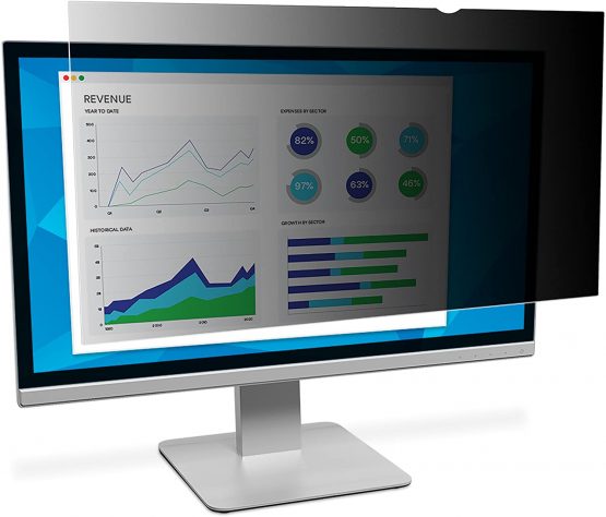 3M PF190W1B Privacy Filter. 19 inch privacy screen. Widescreen 16:10 desktop LCD Monitor. Anti Glare. Protect your data from visual hacking., Black