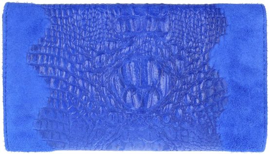 Girly Handbags Genuine Italian Suede Leather Croc Plain Clutch Bag - Image 3