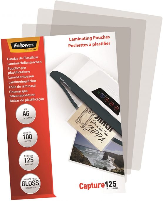 Fellowes A6 Laminating Pouches, Gloss, 250 Micron (2 x 125 Micron) - Pack of 100 - Image 3