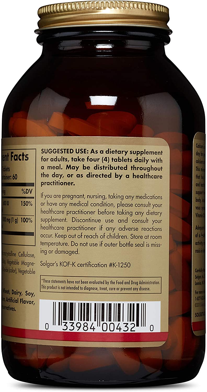 Solgar Calcium Citrate with Vitamin D3 - Healthy Bones & Teeth - High Potency Formula - 240 Tablets, Brown, 240 count (Pack of 1) - Image 3