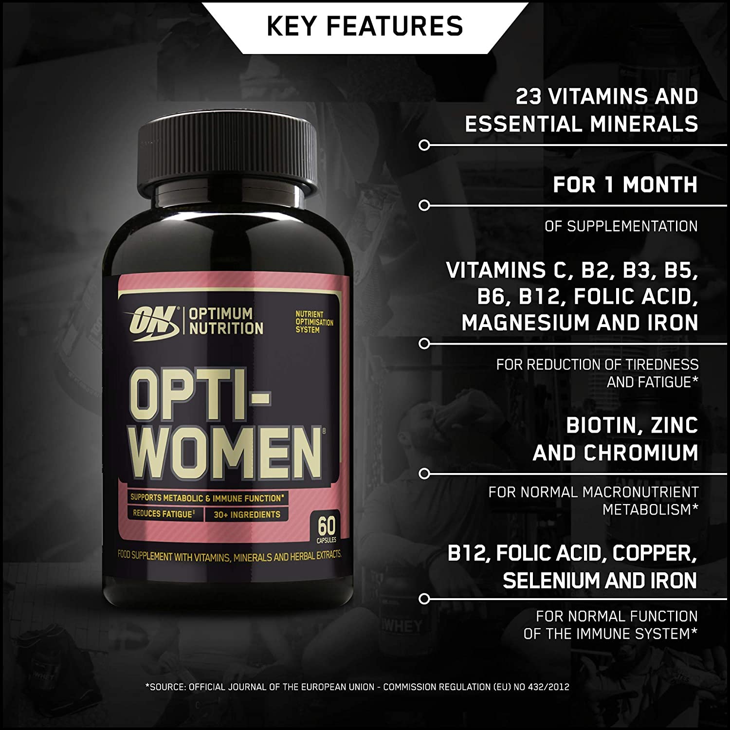 Optimum Nutrition Opti‑Women - Multivitamin Capsules for Women’s Health, Energy and Well‑Being - High‑Strength Supplement, 60 Capsules - Image 2