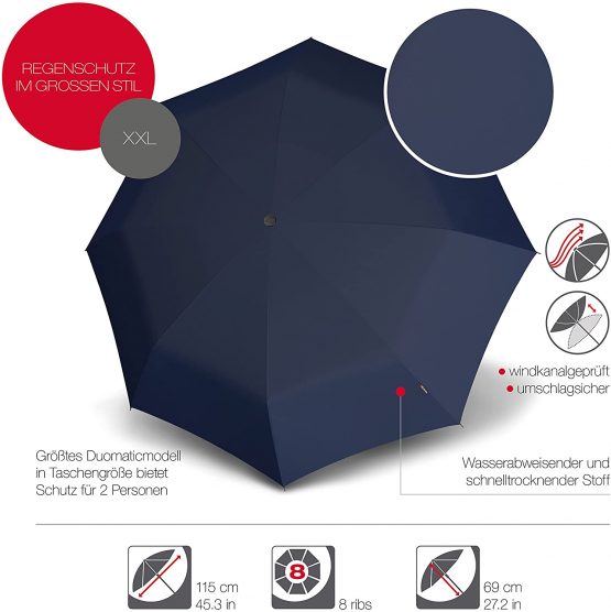 Knirps T.400 Extra Large Duomatic Folding umbrella, 36 cm, Blue (Navy) - Image 2