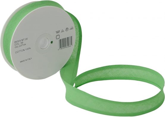 Inastri 25/5/5 mm Cotton Bias Binding, Emerald Green