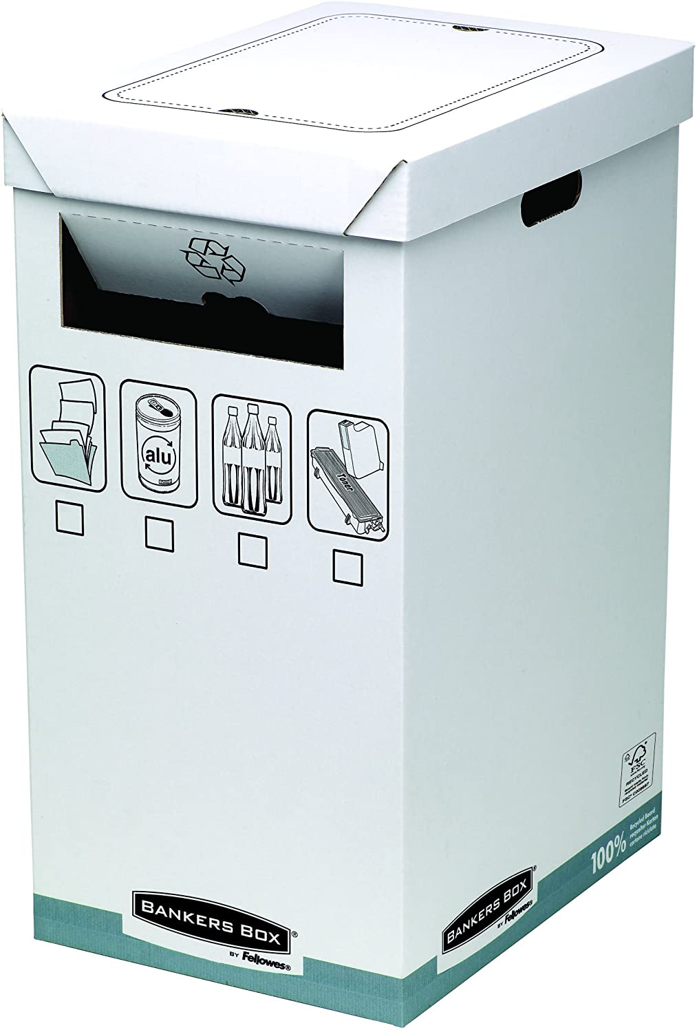 BANKERS BOX Fellowes R-Kive System Recycle Bin (Pack of 5), Grey, White, 50 cm (L) x 30 cm (W) x 60 cm (H) - Image 2