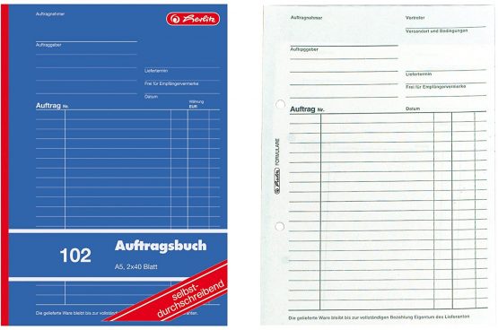 Herlitz Order Book A5 2 x 40 Sheets Self-Copying Professional Size – Pack of 1 - Image 2