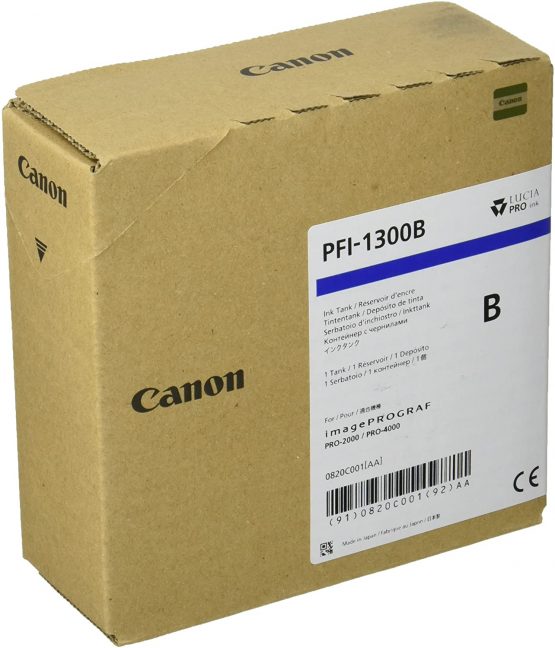 Canon PFI-1300 B - 330 ml - bleu - Originale - réservoir d'encre - Pour imagePROGRAF PRO-2000, PRO-2100, PRO-4000, PRO-4100, PRO-6000, PRO-6100