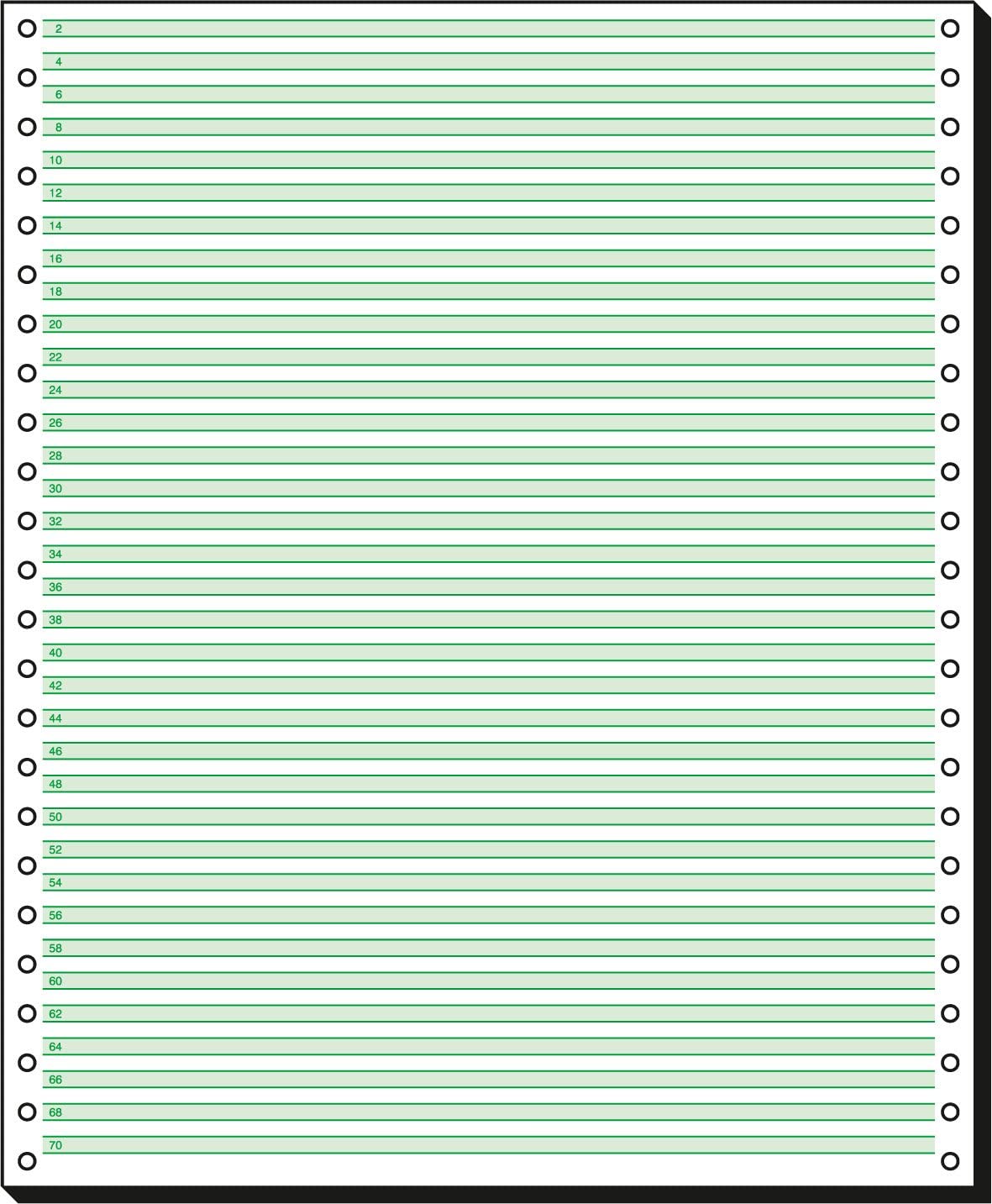 SIGEL 12251 Music Ruled Listing Paper, 12" x 250 mm, 1-part, 60 gsm, 1/6" green bar, 2000 sheets, 12 inch x 250 mm