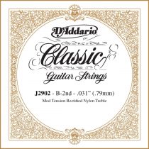 D'Addario Classics Rectified Moderate Tension Single Second String for Classical Guitar