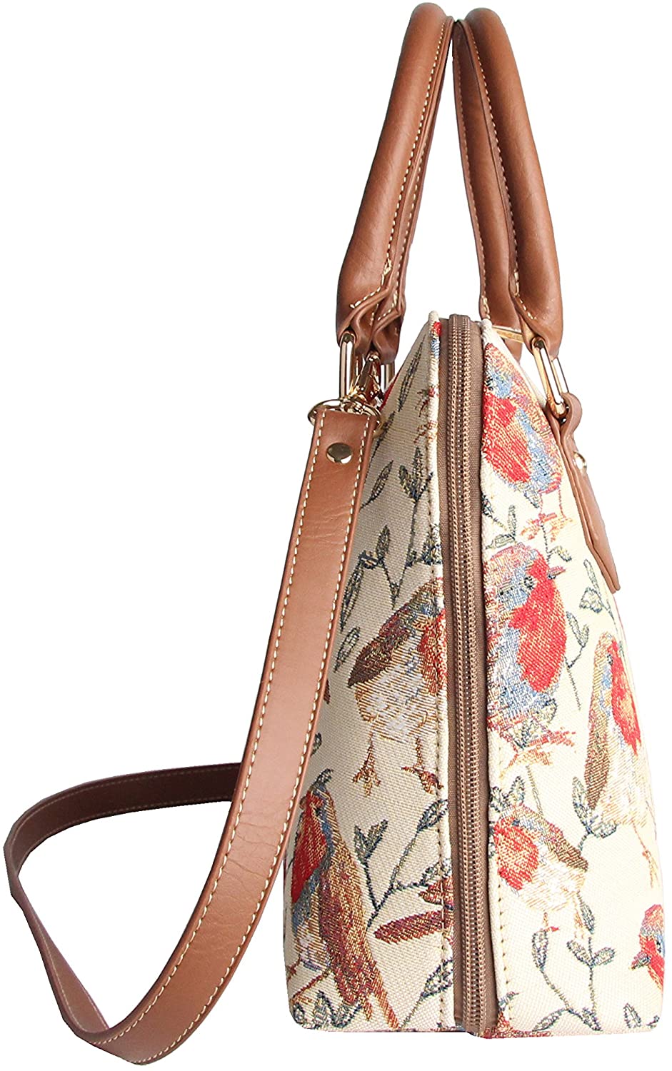 Signare Women's Tapestry Tote Bag - William Morris Inspired Floral Design, Large Shoulder Bag for Shopping and Travel (Robin) - Image 4