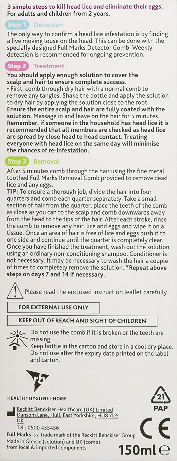 Full Marks Head Lice Solution Spray, 150ml BigaMart