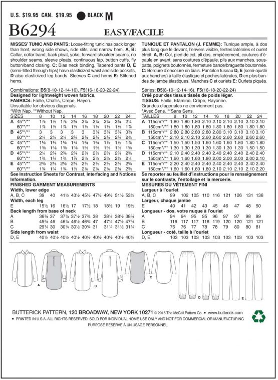 Butterick Pattern 6294 B5,Misses Tunic and Pants,Sizes 8-16, Multicolor, (8-10-12-14-16) - Image 2