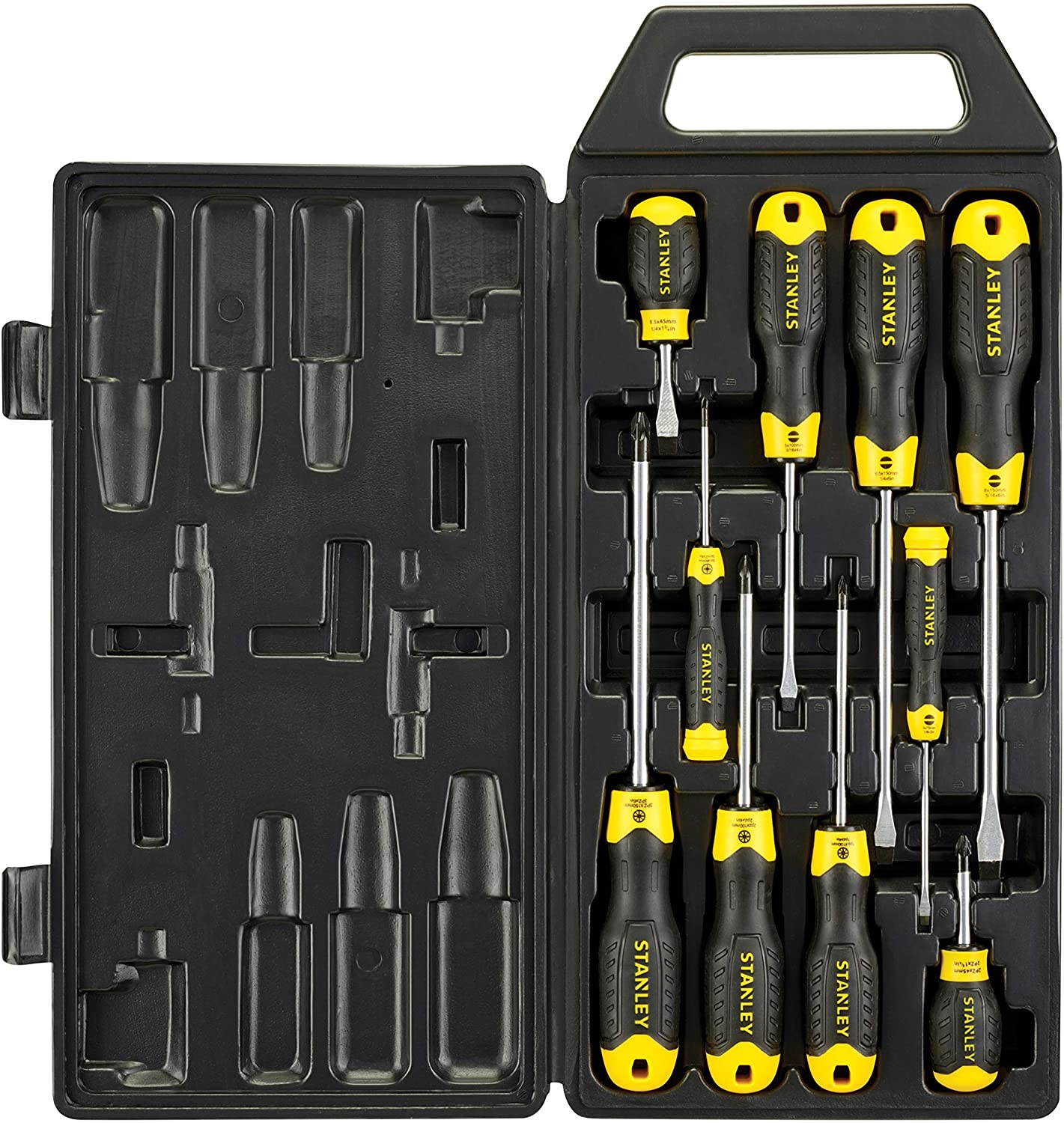 Stanley Cushion Grip 10 Pc. Mixed Pozidriv & Slotted Screwdriver Set, 2-65-014, Multi-colour - Image 3