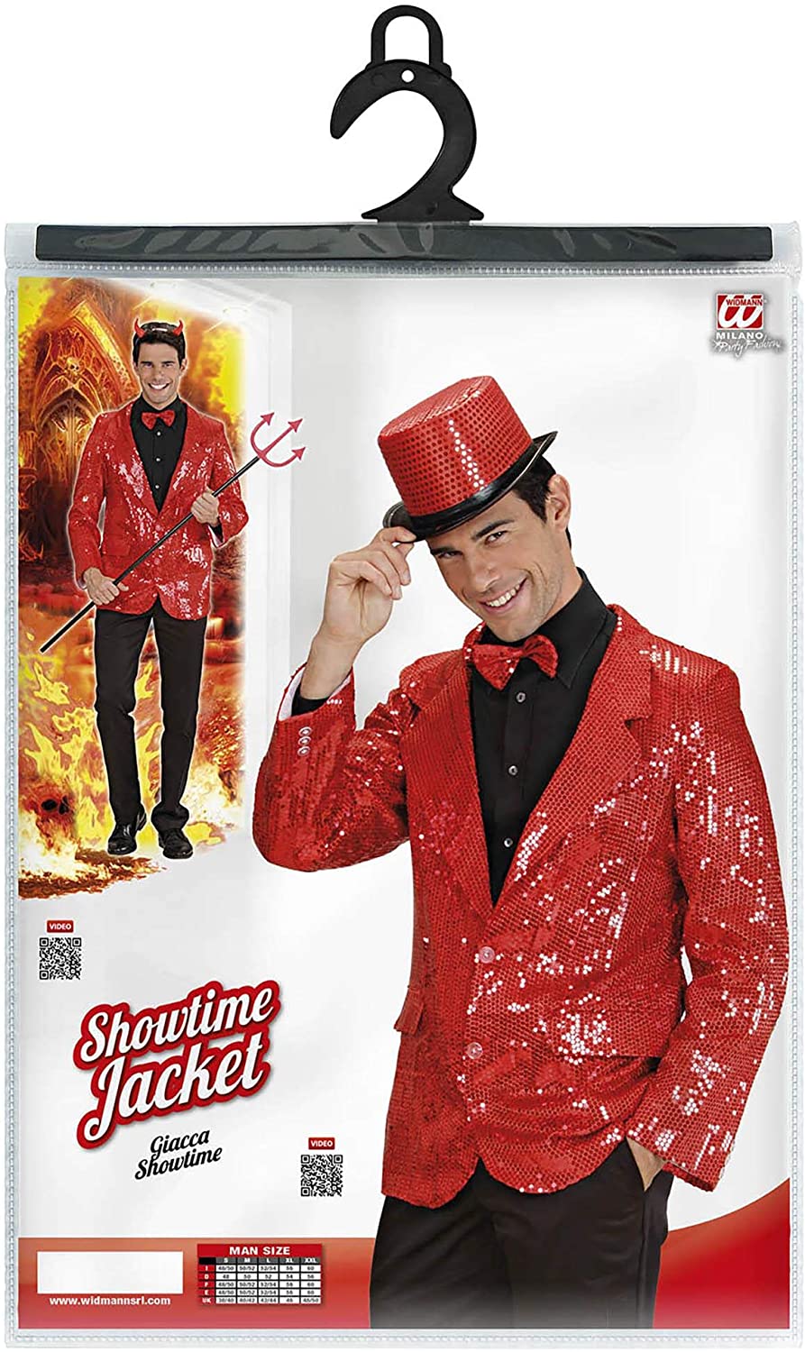Mens Red Sequin Jacket Costume Extra Large UK 46" for 80s Fancy Dress, XL - Image 2