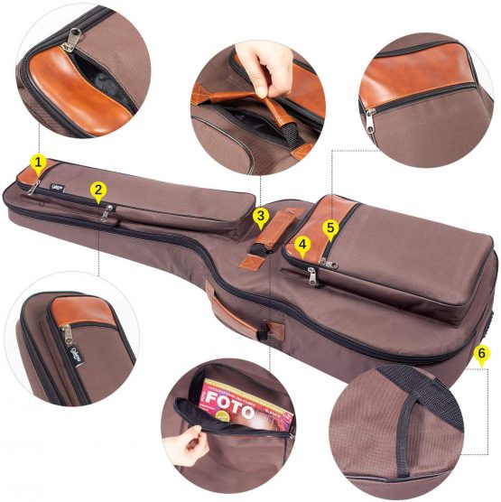 CAHAYA Guitar Bag 40 41 42 Inch Waterproof Guitar Case Upgraded Premium Version 12mm Sponge Padded 6 Pokects with Music Stand Pocket, CY0150 - Image 2