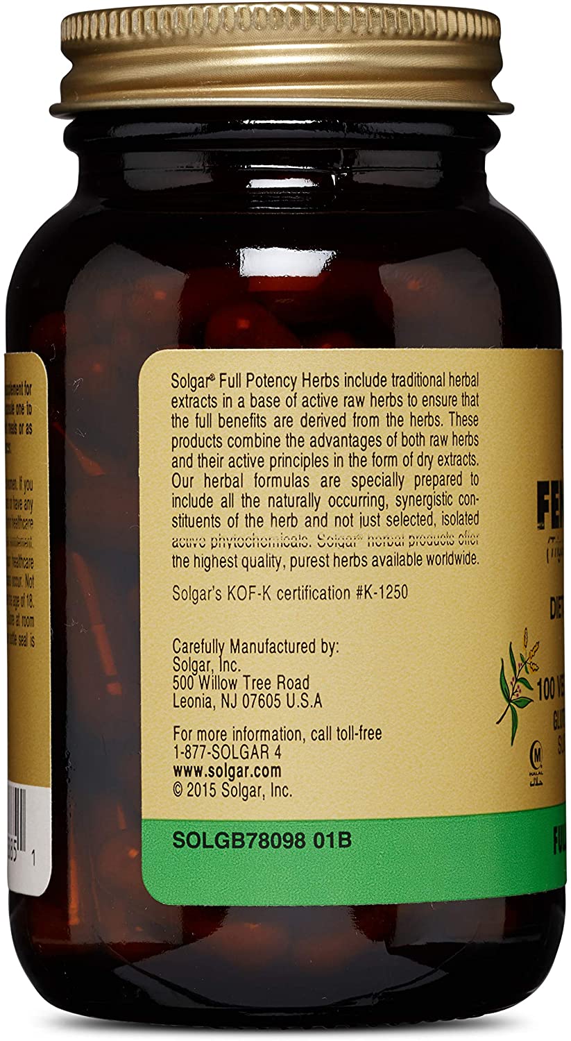 Solgar Fenugreek Vegetable Capsules Pack of 100 BigaMart