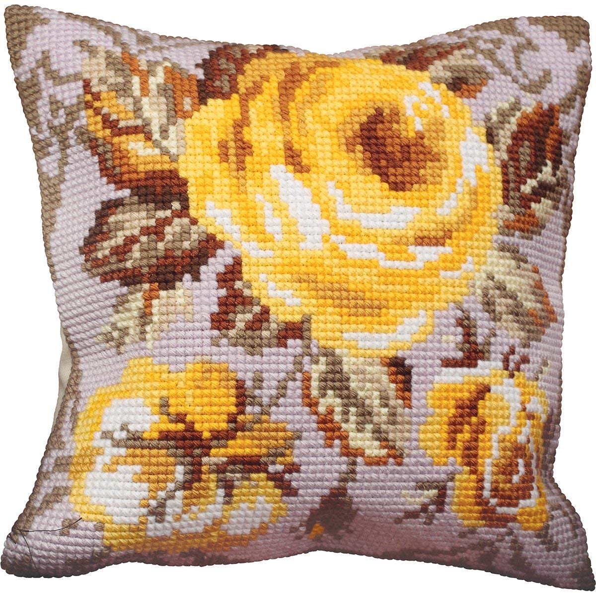 Collection d'Art Cross Stitch Cushion: Antique Rose, Gold, 40 x 40 cm - Image 2