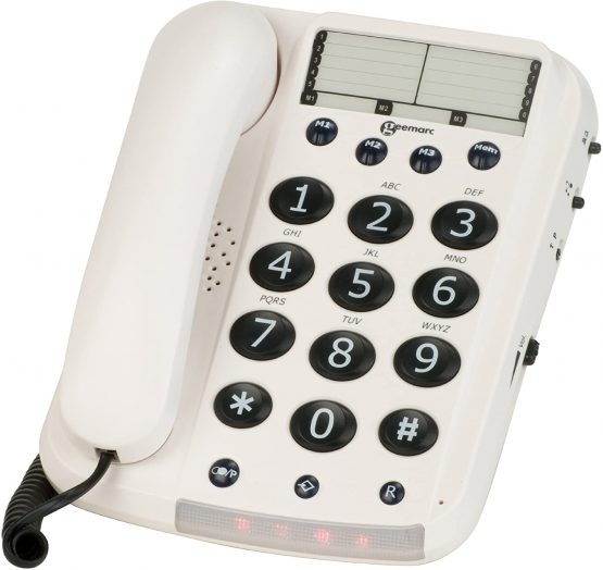Geemarc Dallas 10- Big Button Corded Telephone- Hearing Aid Compatible- Tone and Volume Control- Visual Ringer Indicator and Memory Buttons- Wall Mountable-UK Version - Image 2