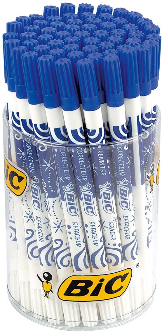 BIC Germany 863049 Ink Eraser with Over-Writer Pen Pack of 12 Blue
