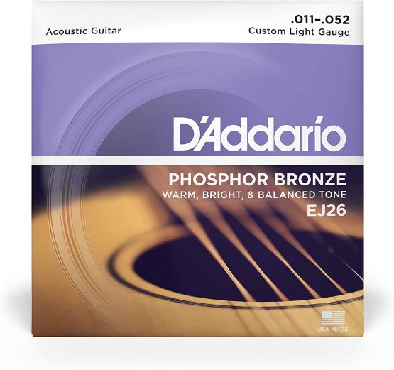 D'Addario Guitar Strings - Acoustic Guitar Strings - Phosphor Bronze - For 6 String Guitar - Warm, Bright, Balanced Tone - EJ26 - Custom Light, 11-52 - Image 2
