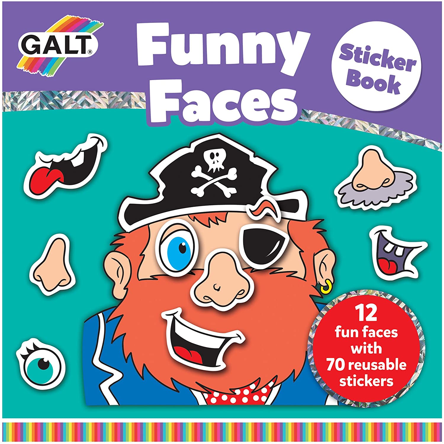 Galt Toys, Funny Faces Sticker Book,Kids Sticker Book, Ages 3 Years Plus, Multicolor