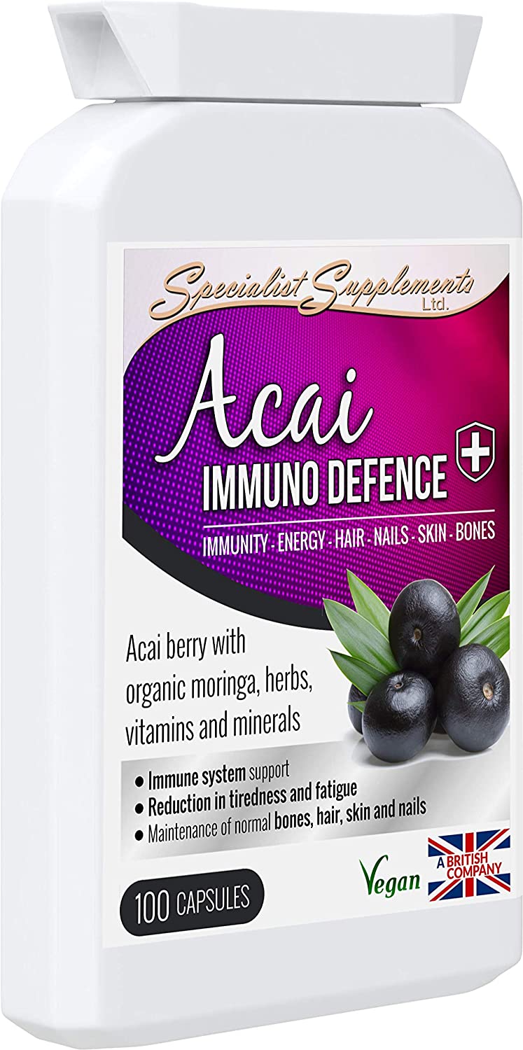 Specialist Supplements Acai Immuno Defence with Resveratrol, Vitamins and Minerals, 100 Capsules, Purple - Image 3