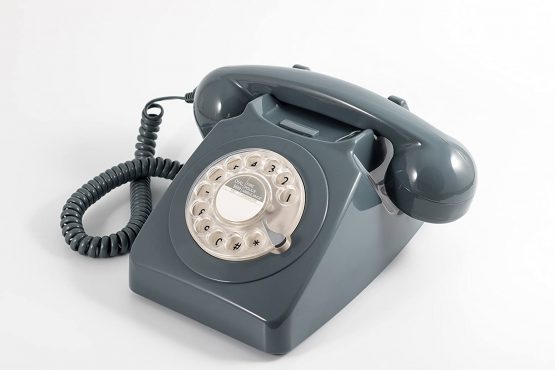 GPO 746 Rotary 1970s-Style Retro Landline Telephone, Classic Telephone with Ringer On/Off Switch, Curly Cord, Authentic Bell Ring for Home, Hotels- Grey - Image 3
