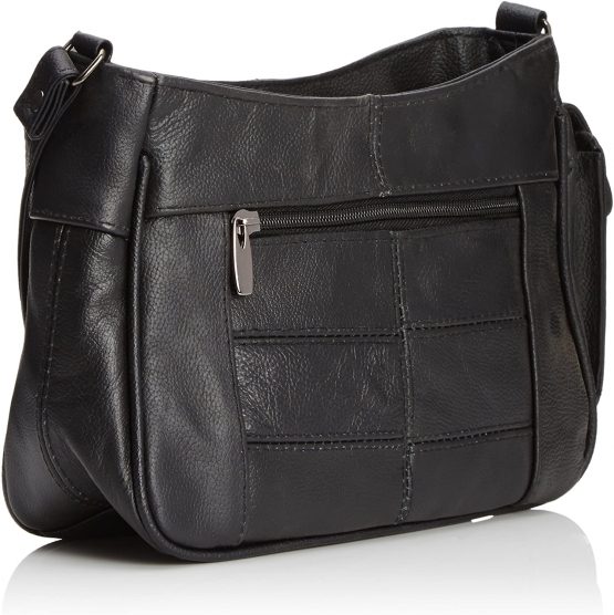 Lorenz Leather bag with twin top zips (Black) - Image 2