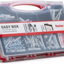 Fischer 513433 Kit Easy Box dowels and Assorted Screws for Fixing on Solid Masonry, Grey, Set of 136 Pieces