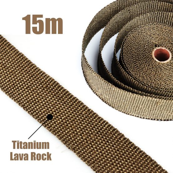 ilauke 15M*5CM Exhaust Wrap Roll Titanium for Motorcycle Heat Shield Tape + 15Pcs Stainless Ties - Image 2