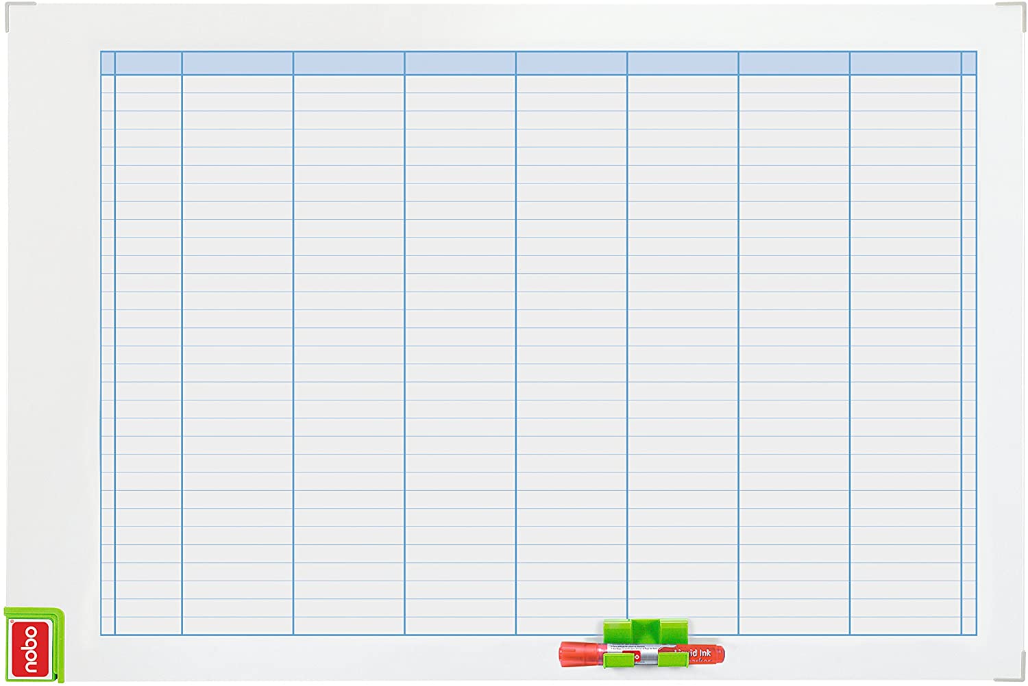 Nobo Performance Weekly Planning Board Grid Layout with Magnetic and Drywipe Functionality - 900 x 600 mm