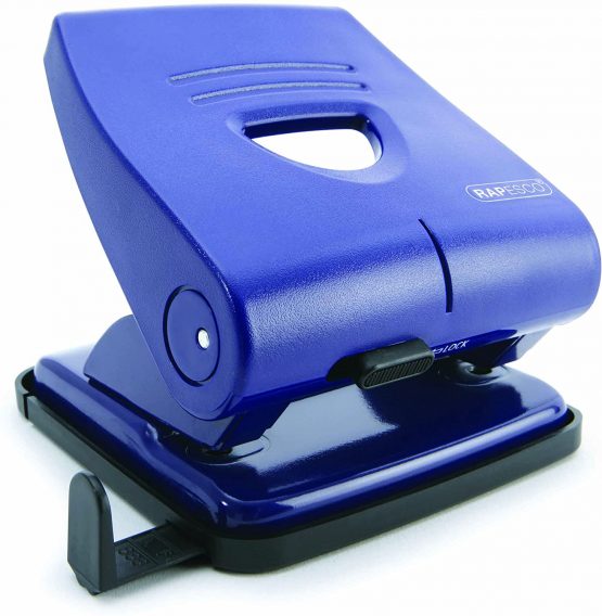 RAPESCO PF827PL2 827-P 2-Hole Punch, 30 Sheet Capacity, Blue