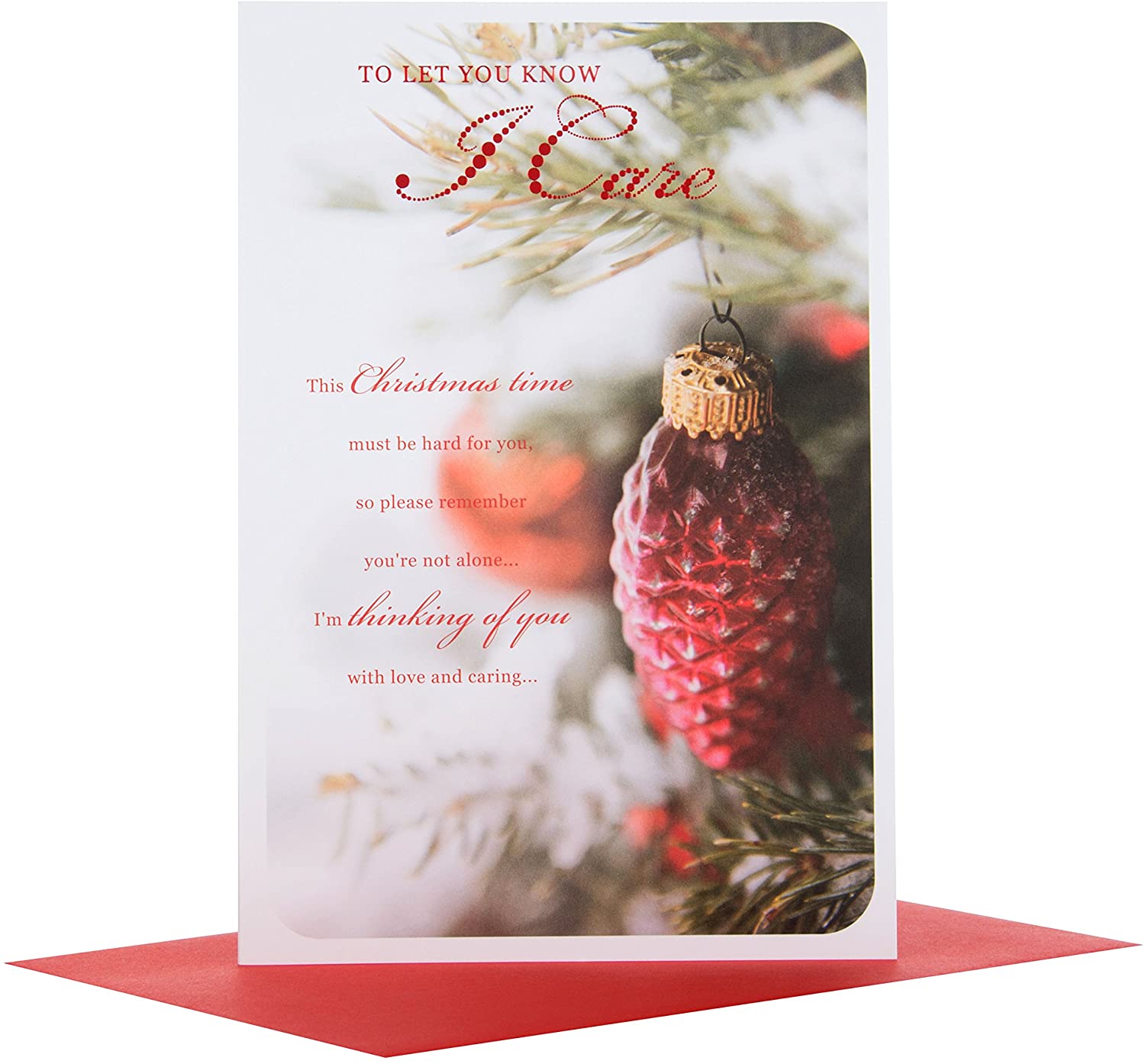 Hallmark Medium "I Care" Christmas Card, Red - Image 3