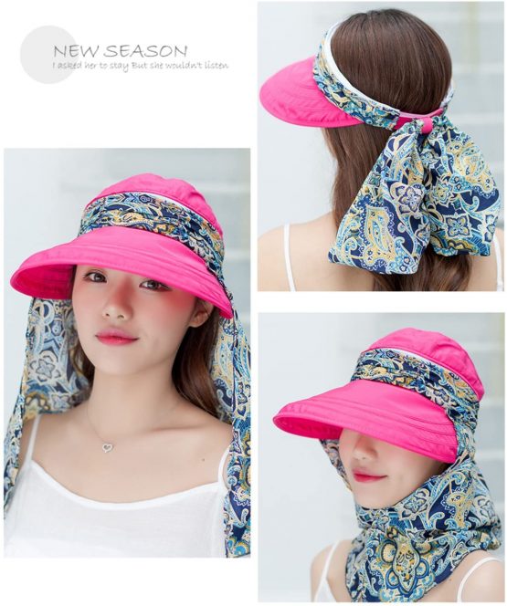 KXF Paciffico Women 2 in 1 Foldable Sun Hat With Neck Flap Breathable Quick Dry 360°Protection Outdoor Sports Visor Large Brim UV Sun Protection UPF 50+ Beach Fishing Hat - Image 4