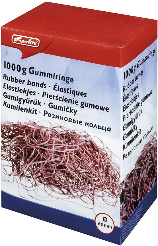 Herlitz 60mm Rubber Band - Red (Box of 1Kg)