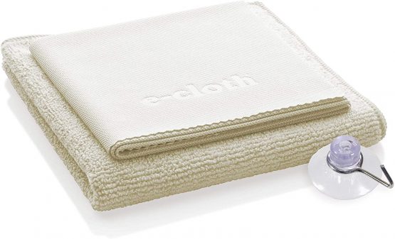 E-Cloth Shower Cleaning Set, Reusable Microfibre Cleaning Cloth, 300 Wash Guarantee, Ivory, 2 Cloth Set