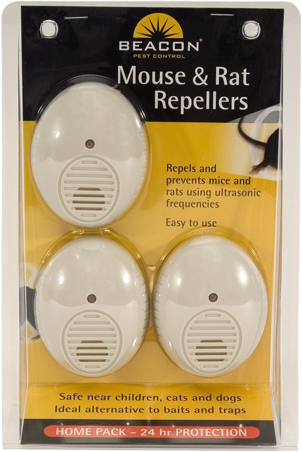 RENTOKIL Mouse & Rat Repeller (Triple Pack) High-Frequency Sound Waves Designed To Be Irritating And Disorienting To Mice And Rats