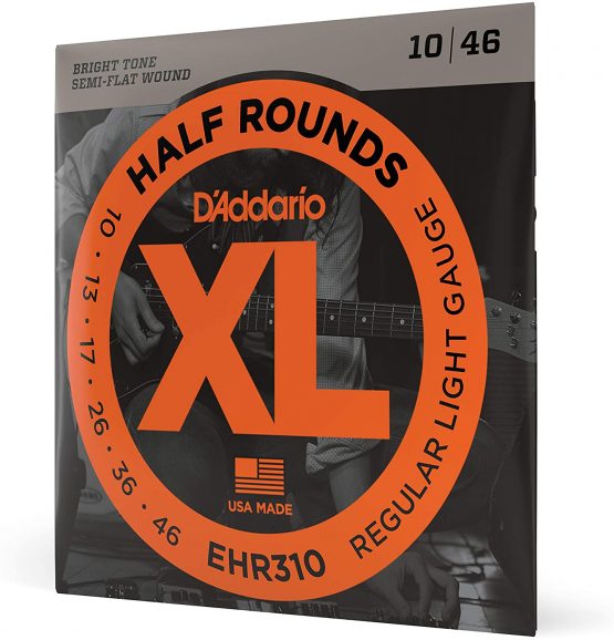 D'Addario EHR310 XL Half Rounds Regular Light (.010-.046) Electric Guitar Strings