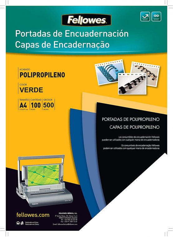 Fellowes 5477901 - Polypropylene Covers for Binding, A4, Green