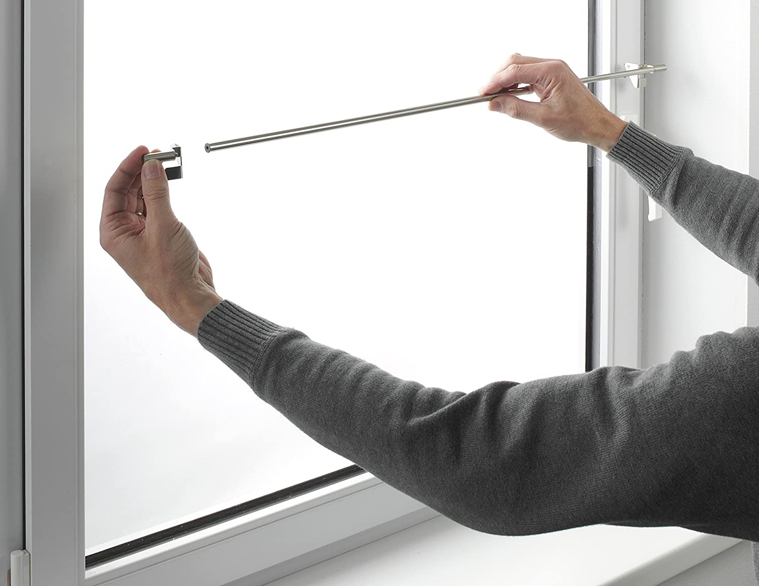 Gardinia Clamping Rod, Rotating Bar, Drill- and Screw-less Assembly, Press&Go Filigrano Ball, 8/10 mm Diameter, 50-80 cm Long - Image 4